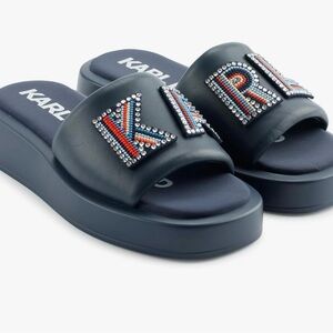 Karl Lagerfeld Navy Slide Sandals